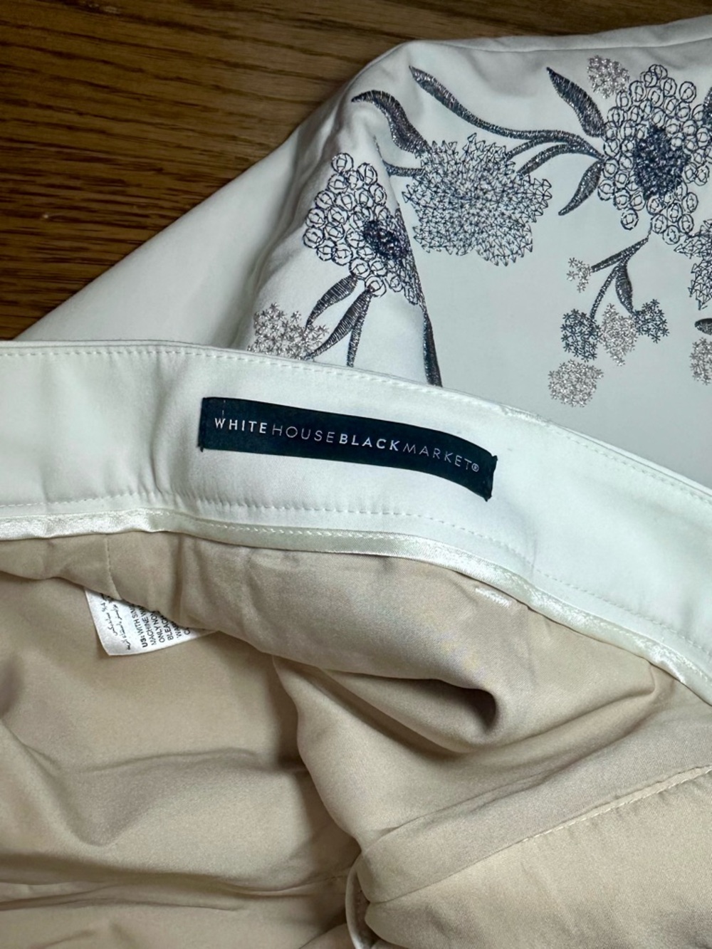 White House Black Market White High-Waist Embroidered Floral Shorts - Picture 2 of 6